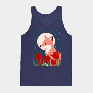 Night Fox and Flowers Tank Top